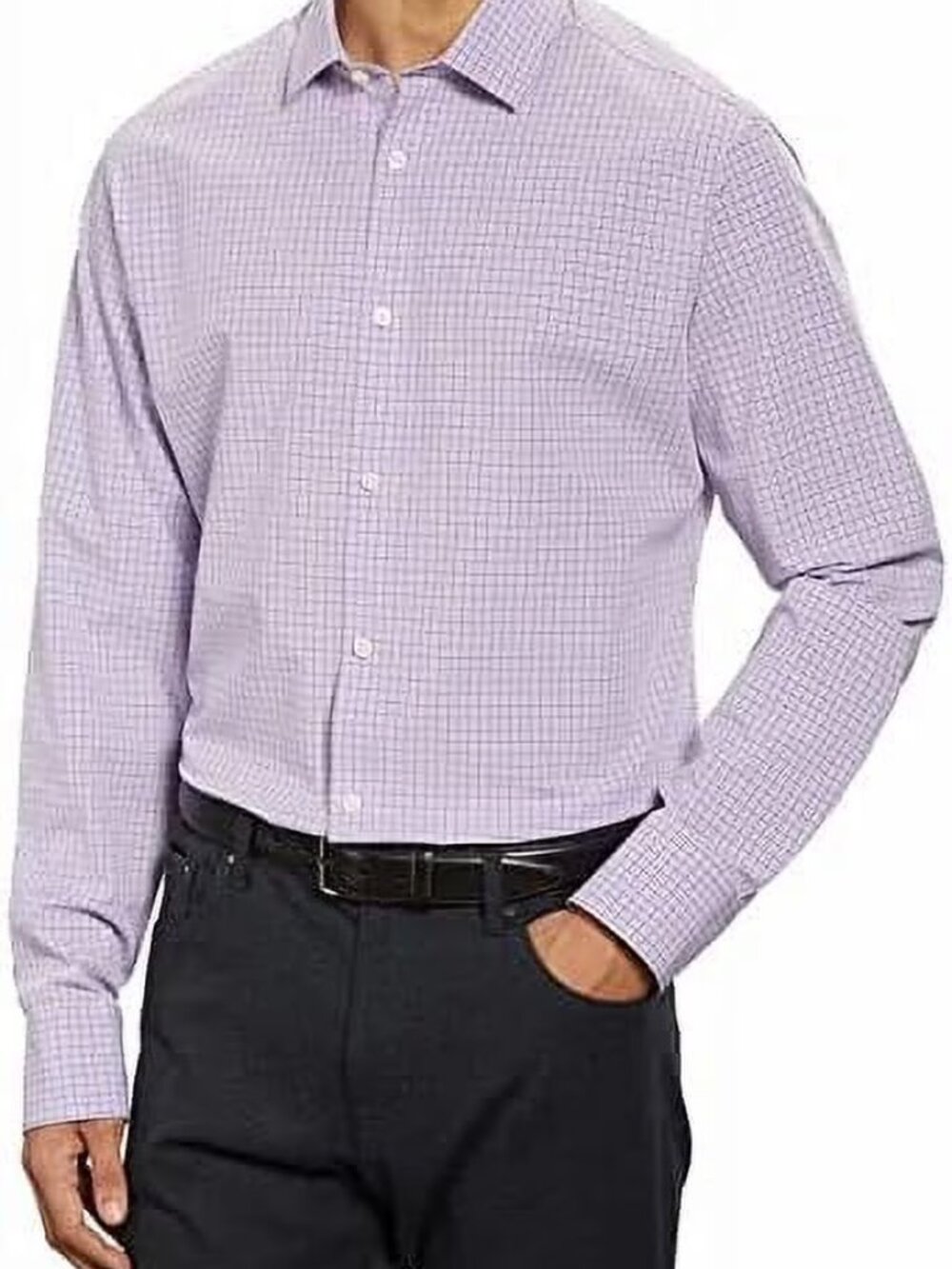 Kirkland Men Size XL 17/18 36/37 Knit Wrinkle Resist Dress Shirt NWT Purple